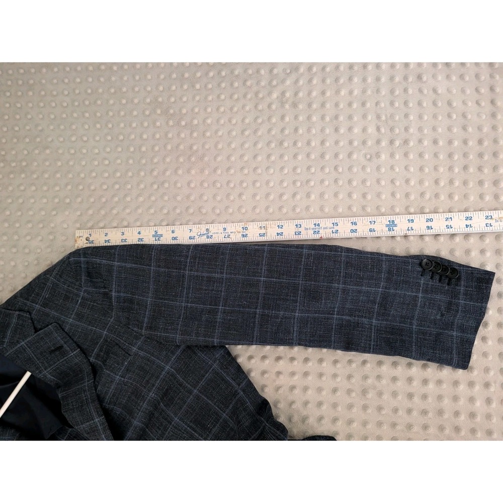Sid Mashburn Blazer Men's 36S Navy Check Wool Silk Linen Suit Jacket Half Lined - Picture 11 of 16